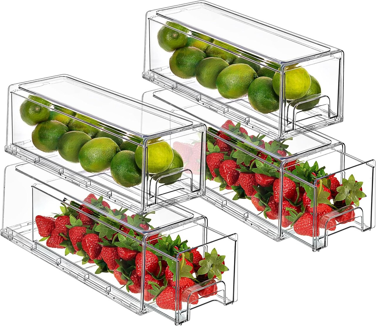 Sorbus 2 Pack Narrow Fridge Drawers - Clear Stackable Pull Out Refrigerator Organizer Bins
